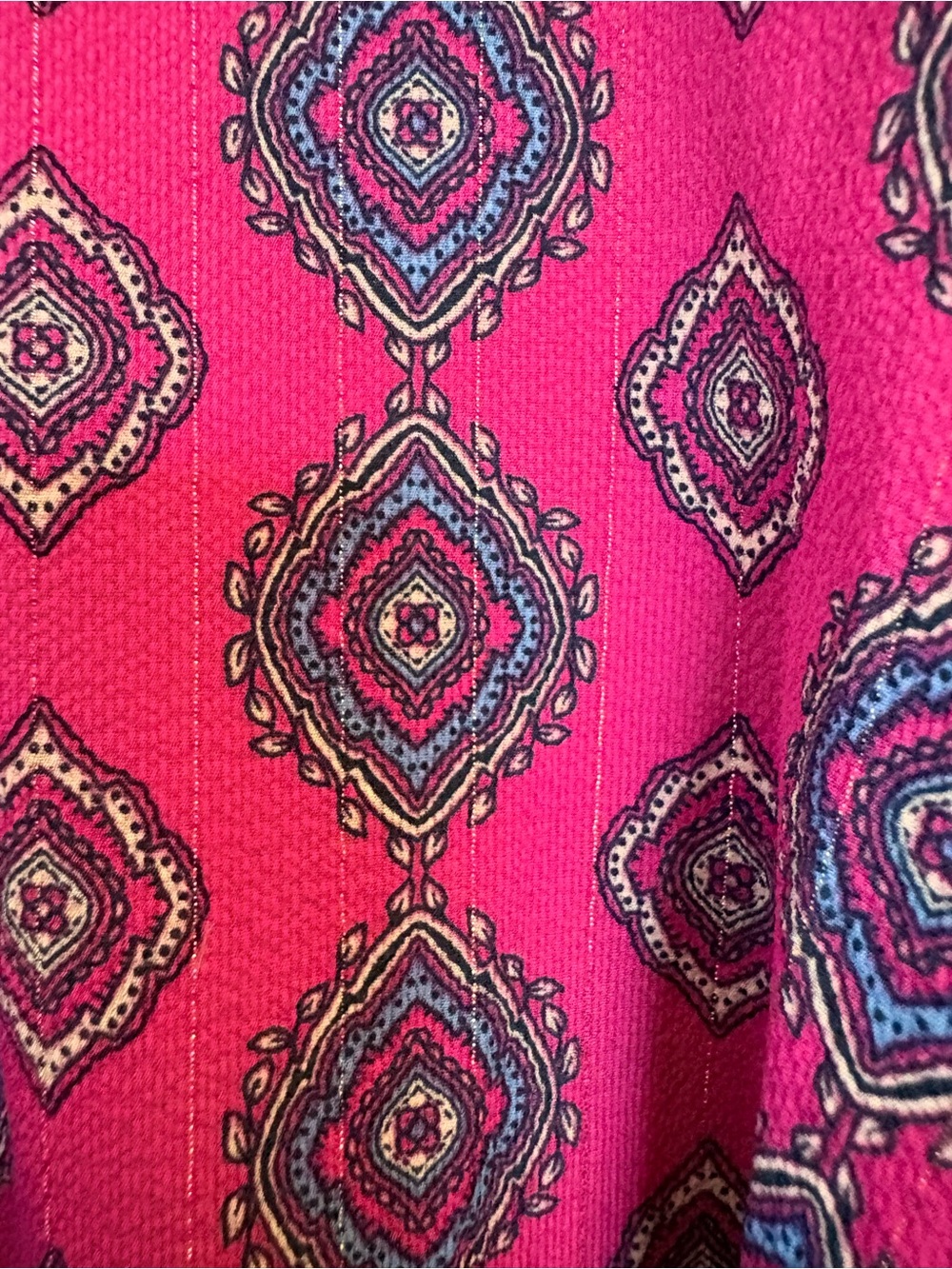 Ruby Rd. Magenta Printed Peasant Tunic with Tassel Tie - Picture 9 of 11